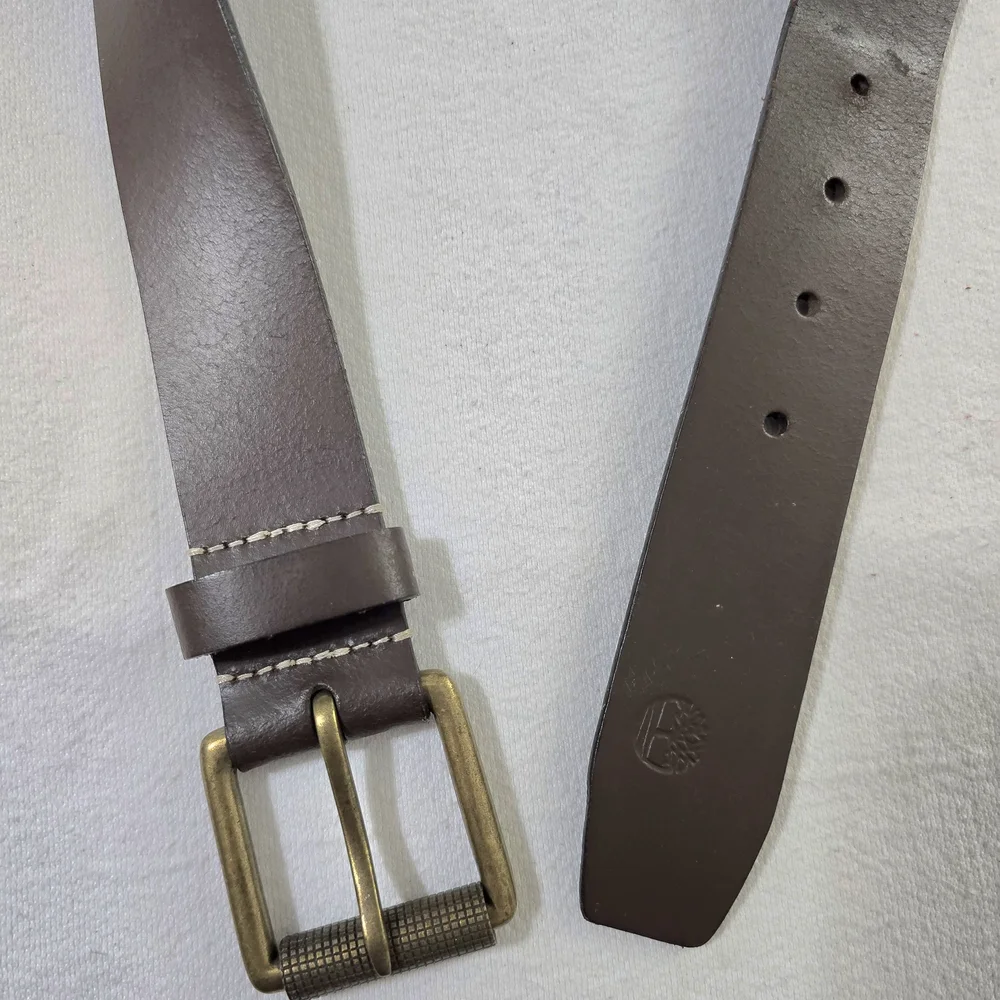 Timberland Dark Brown Genuine Leather Belt Roller Buckle Wide Keeper Size 36 - Picture 6 of 16